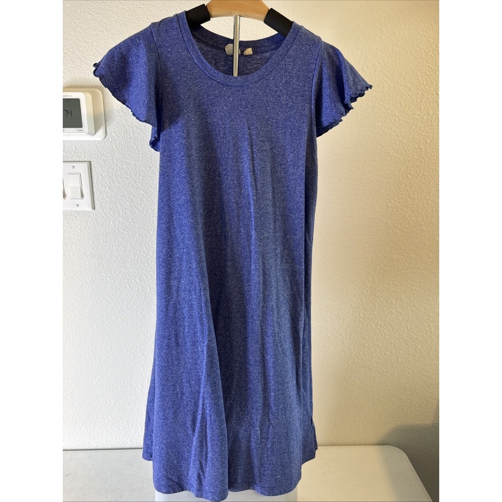 Gap Women's T-Shirt Dress Blue Knit Ruffle Sleeve Casual Comfy Size XS
